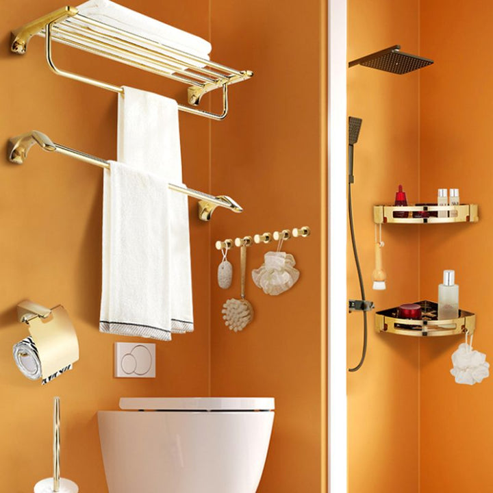 BowLift | Traditional Bathroom Fixtures Gold Bathroom Shelf Bathroom Accessory Set