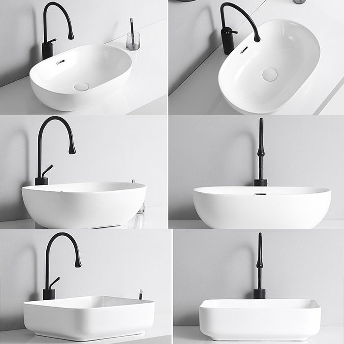 BowLift | Modern Vessel Sink Porcelain Rectangular Vessel Sink (Not Including Faucet)