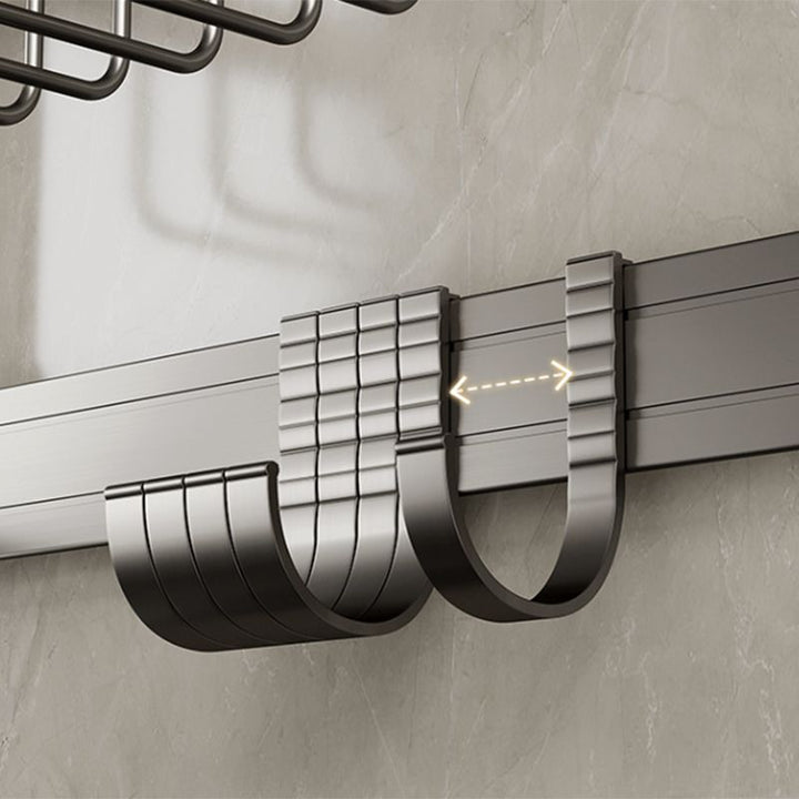 BowLift | Contemporary bathroom accessory set made of matte stainless steel-aluminum with bathrobe hook/towel rail