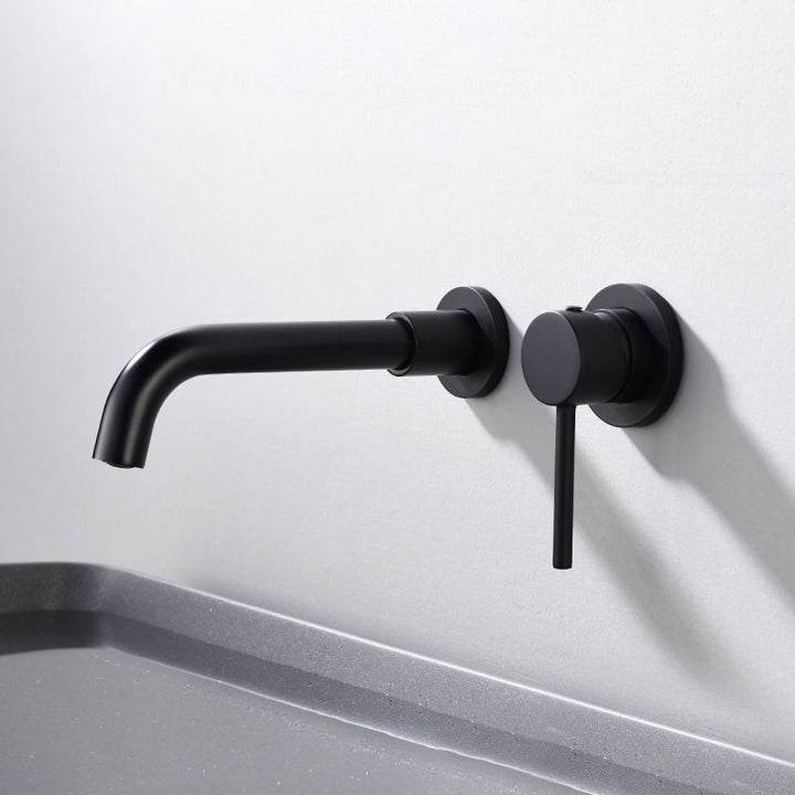 BowLift | Round Single Handle Bathroom Faucet 2-Hole Wall Mounted Bathroom Faucet with Swivel Head