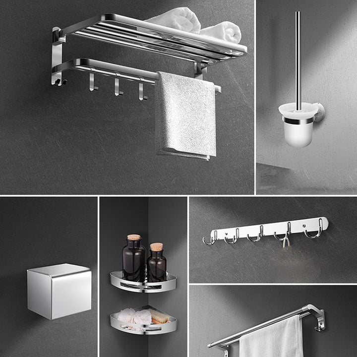 BowLift | Modern Silver Bathroom Fixtures Set Metal Bathroom Accessories Kit