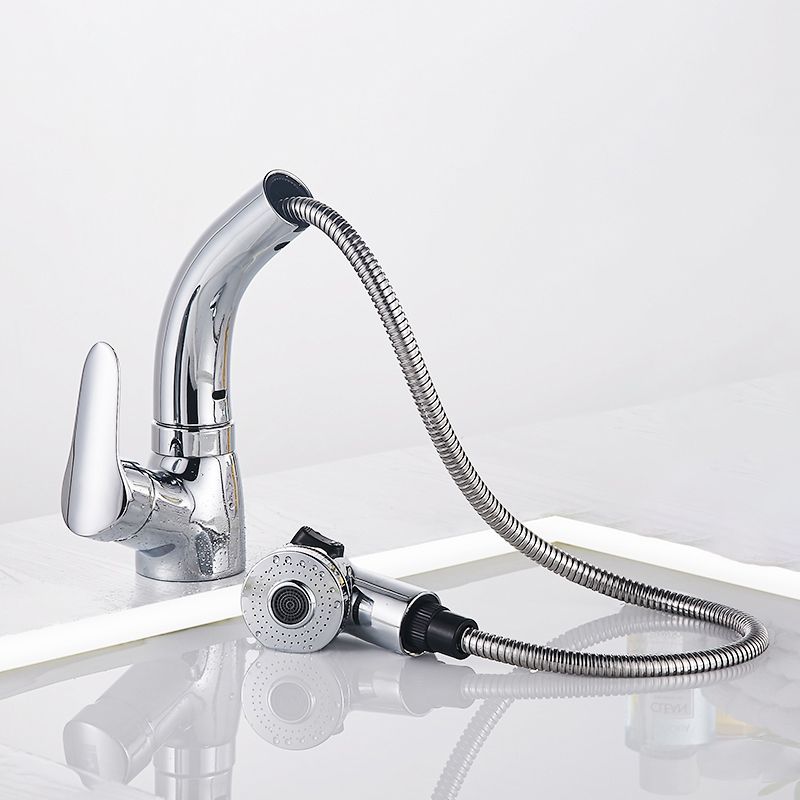 BowLift | Vessel Sink Bathroom Faucet with Swiveling Spout Single Lever Faucet with Pull-Out Spray