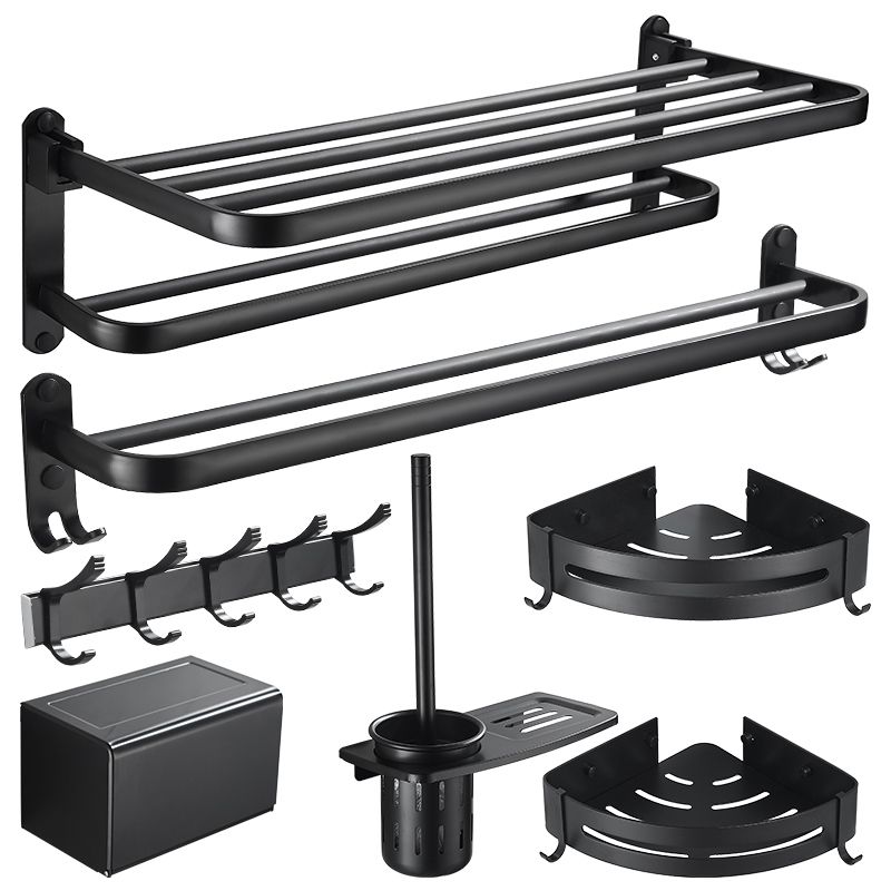 BowLift | Modern Classic Bathroom Hardware Set Matte Black Bathrobe/Towel Bar & Bathroom Shelf