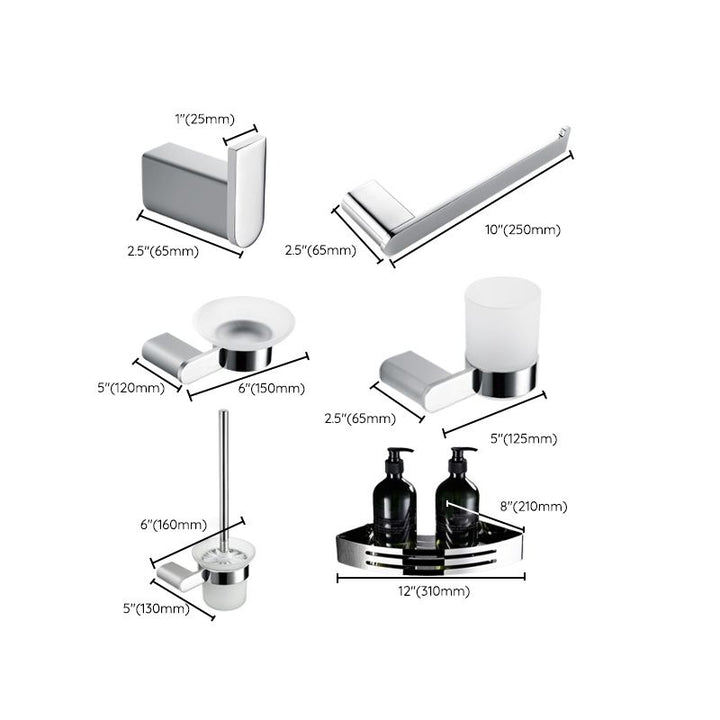 BowLift | Contemporary Bathroom Accessories Hardware Set in Silver with Soap Dish