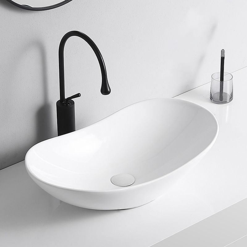 BowLift | Modern Vessel Sink Porcelain Rectangular Vessel Sink (Not Including Faucet)