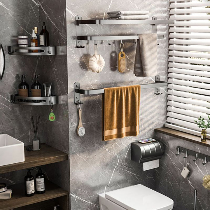 BowLift | Modern gray bathroom accessory set bathroom shelf bath hardware set