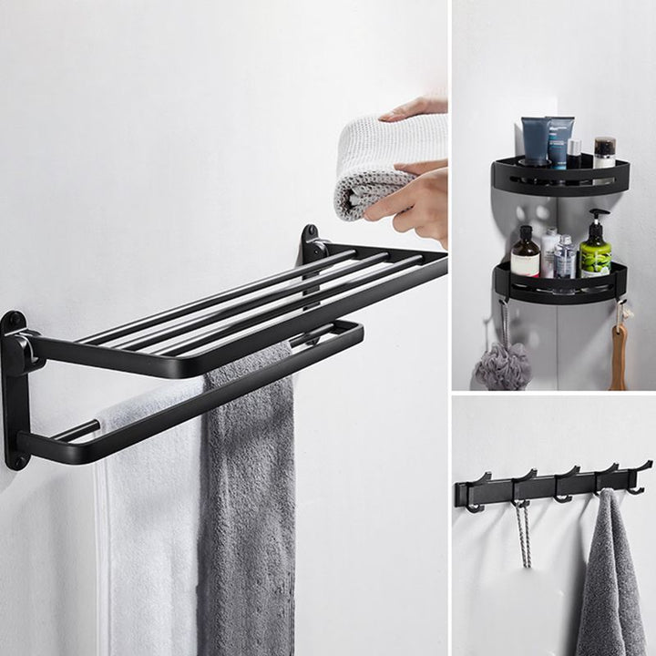 BowLift | Modern Bathroom Hardware Set Matte Black Metal Bathroom Accessory Set Rust-Free
