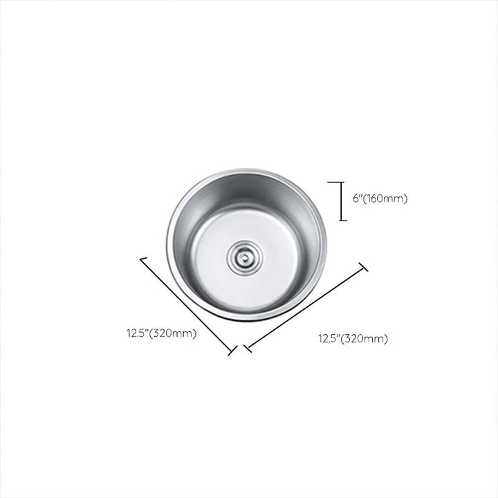BowLift | Round Single Bowl Kitchen Sink Stainless Steel Sink with Drain Strainer Set