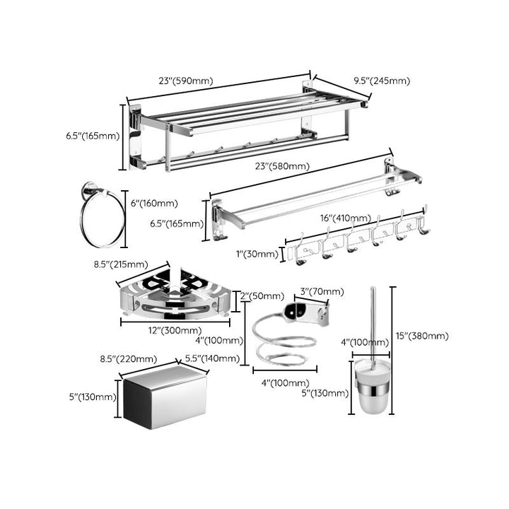 BowLift | Modern Bathroom Hardware Set Silver Bathroom Accessories Hardware Set