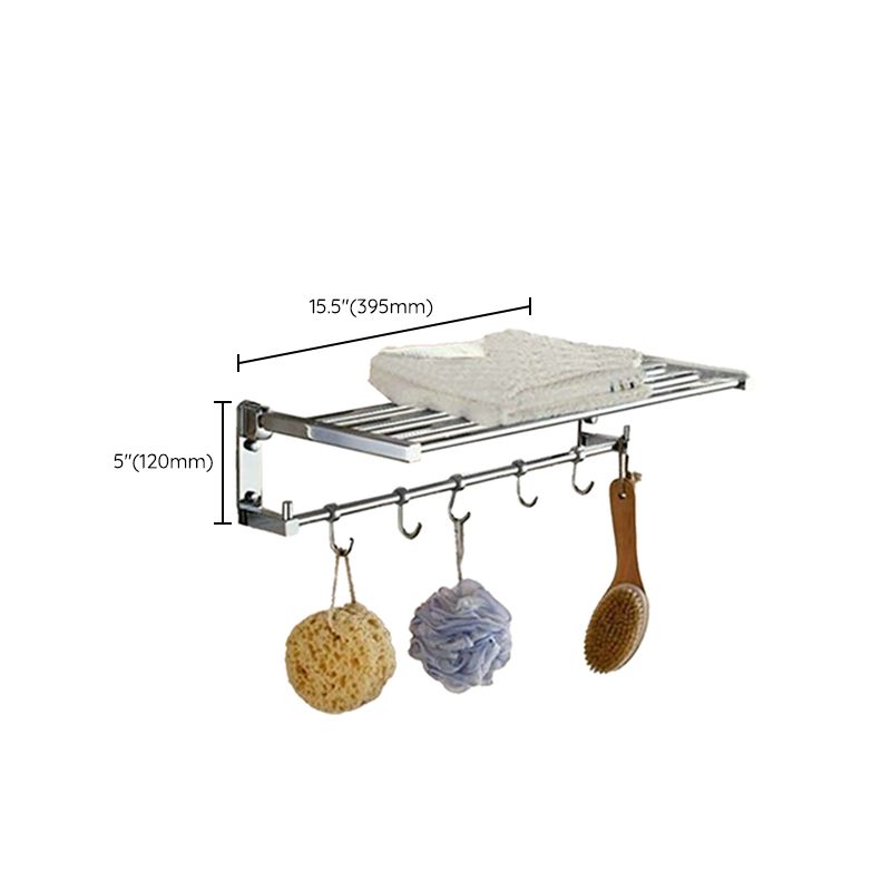 BowLift | Polished Chrome Modern Bathroom Accessory Set Silver Towel Holder/Bath Shelf