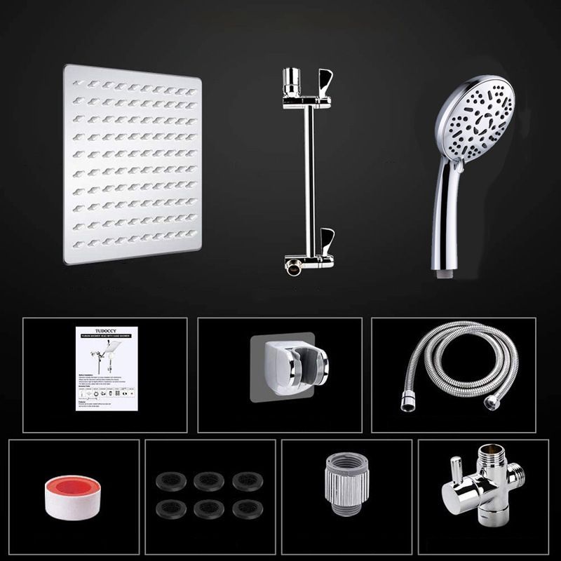 BowLift | Modern Style Dual Showerhead 9-Spray Silver Wall-Mounted Showerhead