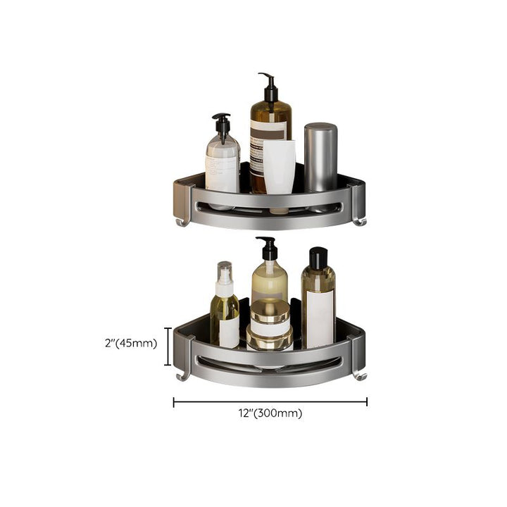 BowLift | Contemporary Bathroom Accessory Set Gray Aluminum Bathroom Shelf/Towel Rack/Bathtub Hook
