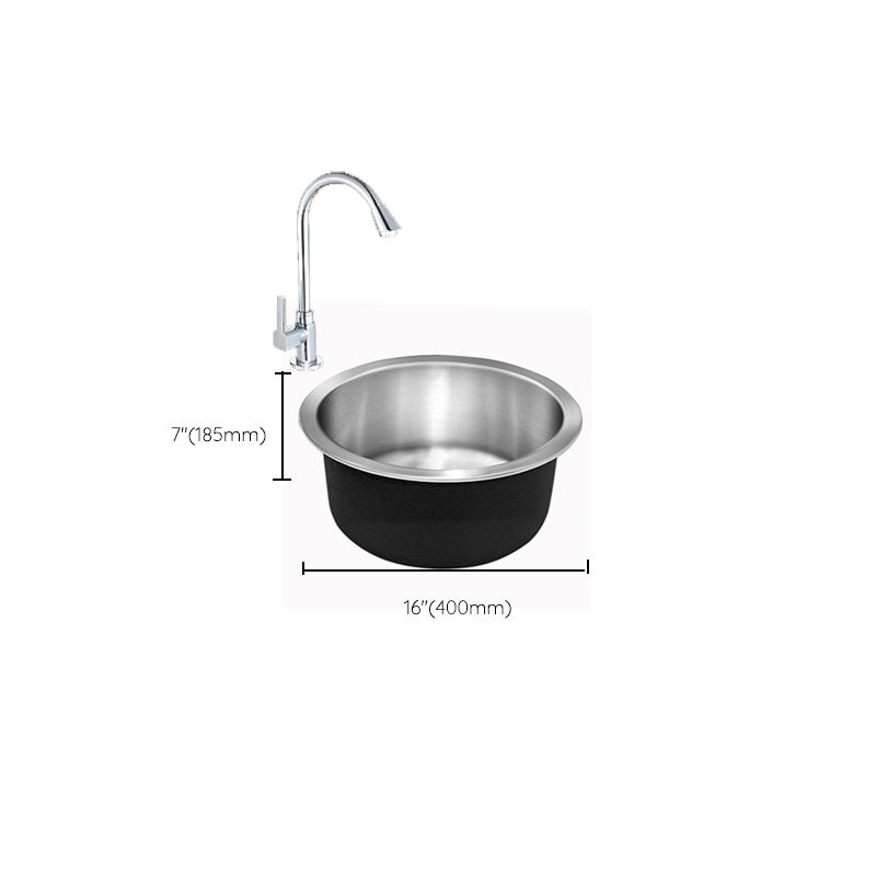 BowLift | Contemporary Single Bowl Kitchen Sink Round Stainless Steel Sink with Drain Strainer Set