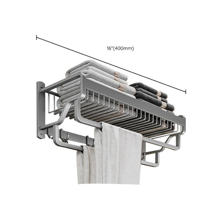 BowLift | Modern Metal Bath Accessory Set Polished Silver Bath Shelf/Paper Holder/Towel Hook