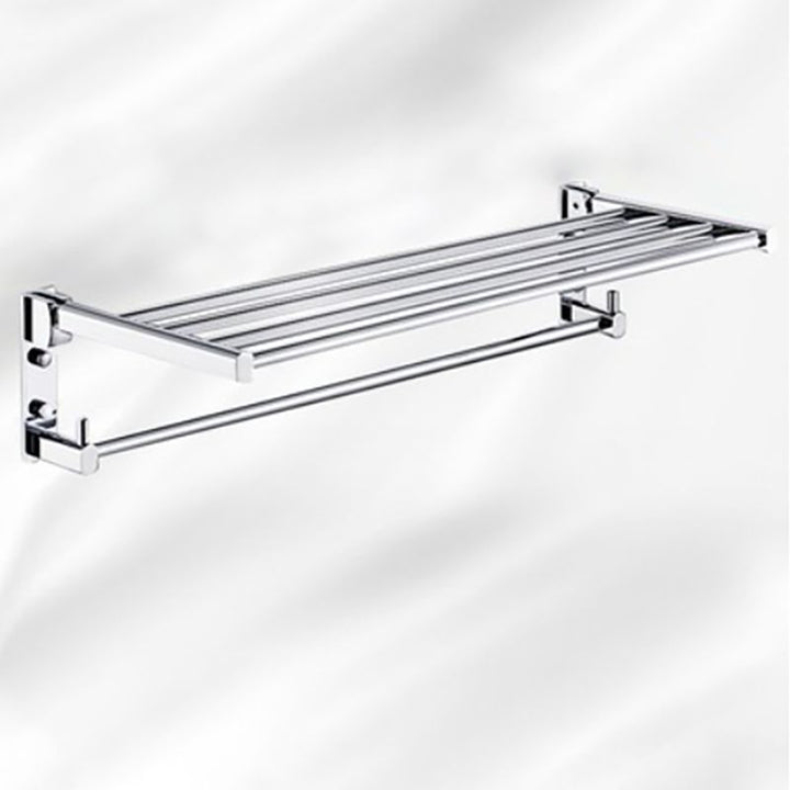 BowLift | Polished Chrome Modern Bathroom Accessory Set Silver Towel Holder/Bath Shelf