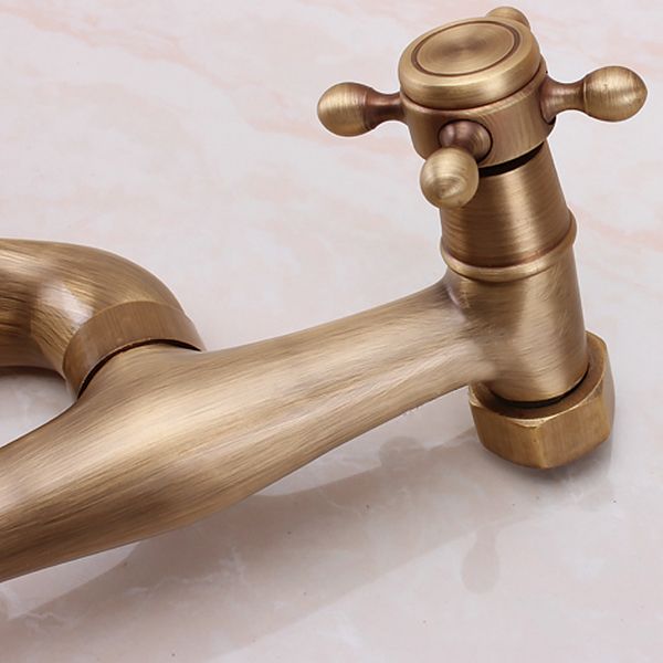 BowLift | Traditional Wall-Mounted Metal Bathtub Filler Double Handles Waterfall Bathtub Faucet Trim