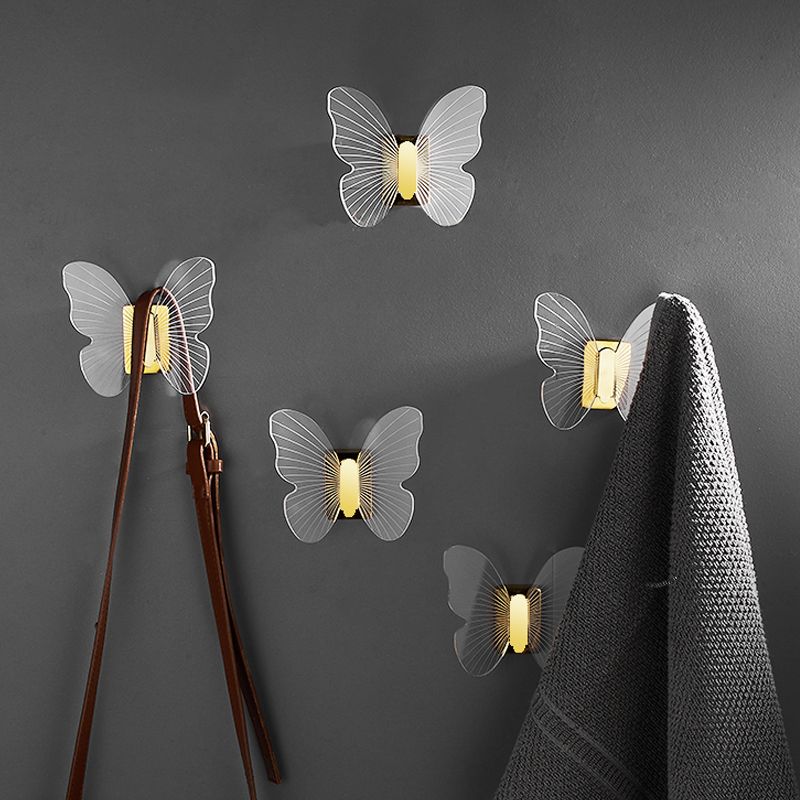 BowLift | Modern Brass Bathroom Accessory Set Acrylic Butterfly Theme Bathrobe Hooks