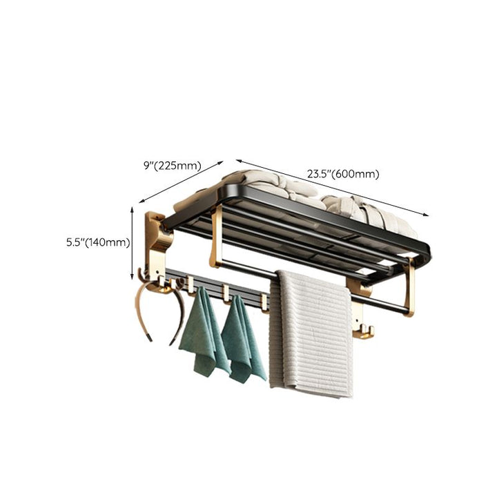 BowLift | Modernism Bathroom Accessories Hardware Set Black & Gold Bathroom Shelf/Towel Bar