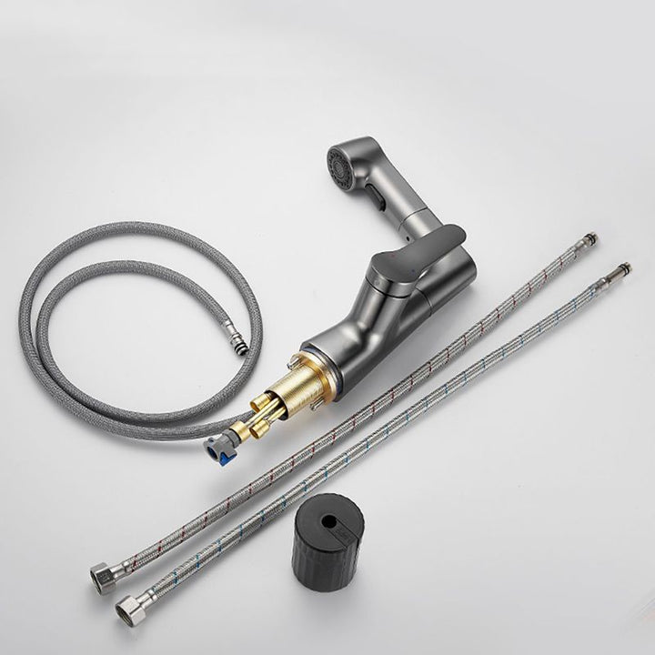 BowLift | Bathroom vessel faucet high arc three-way spout single-handle faucet with pull-out sprayer