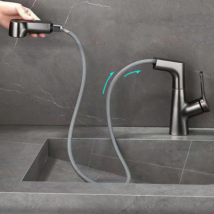BowLift | Modern centerset faucet with single lever handle for countertop sink bathroom fixture