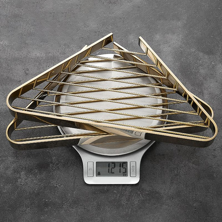 BowLift | 2-piece modern bathroom accessory set, polished chrome/gold, bathroom shelf