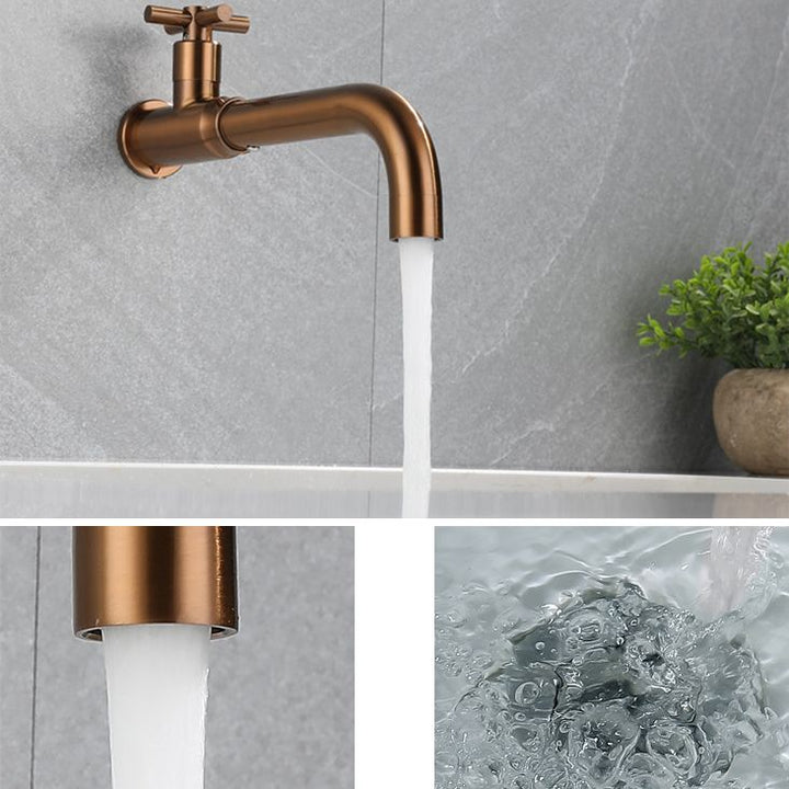 BowLift | Contemporary Vessel Water Faucet Stainless Steel Cross Handles Wall Mounted Bathroom Faucet