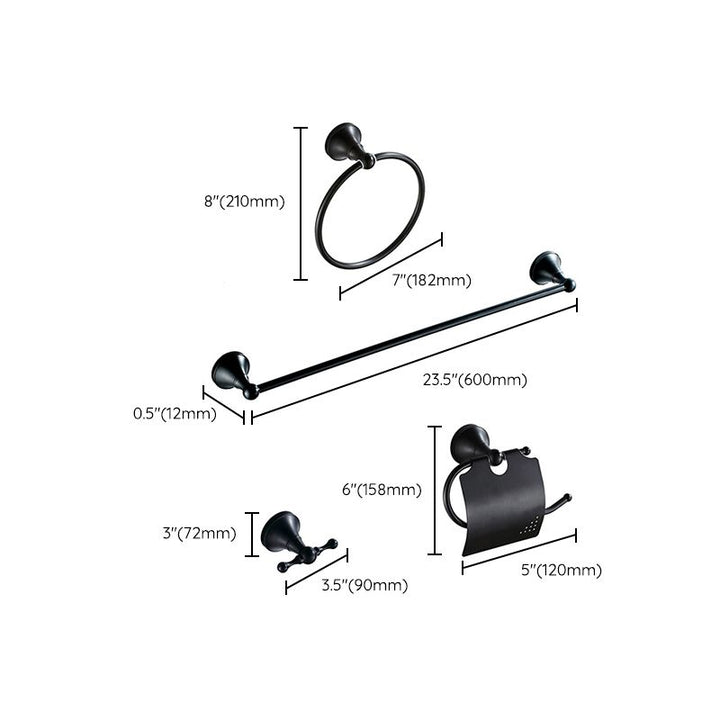 BowLift | Metal Bathroom Set 4-piece Traditional Style Black Bathroom Accessory Set