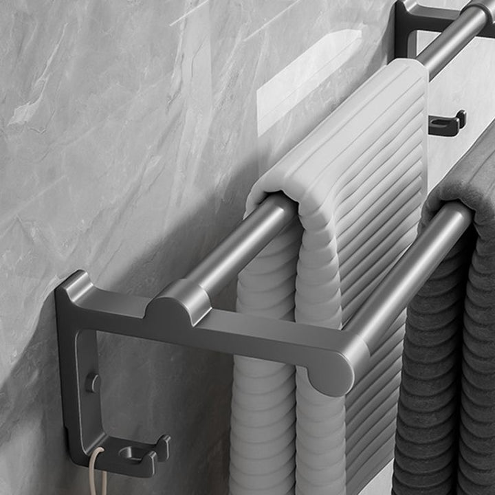 BowLift | Contemporary Bathroom Accessory Set Gray Aluminum Bathroom Shelf/Towel Rack/Bathtub Hook