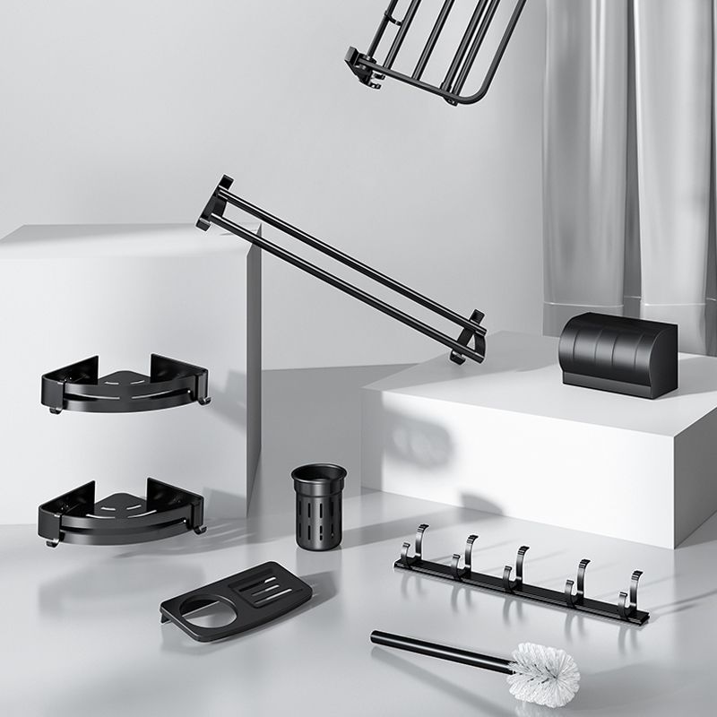 BowLift | Classic Bathroom Accessories Set in Aluminum Black Finish Bathrobe Hook/ Towel Bar