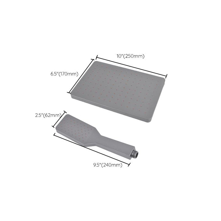 BowLift | Rectangular Gray Showerhead Combo Standard Spray Pattern Showerhead