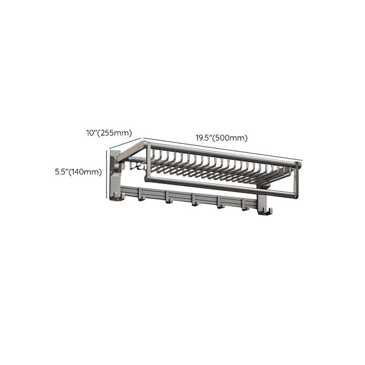 BowLift | Gray contemporary bathroom accessory set Bathroom shelf/towel holder & bathrobe hook incl.