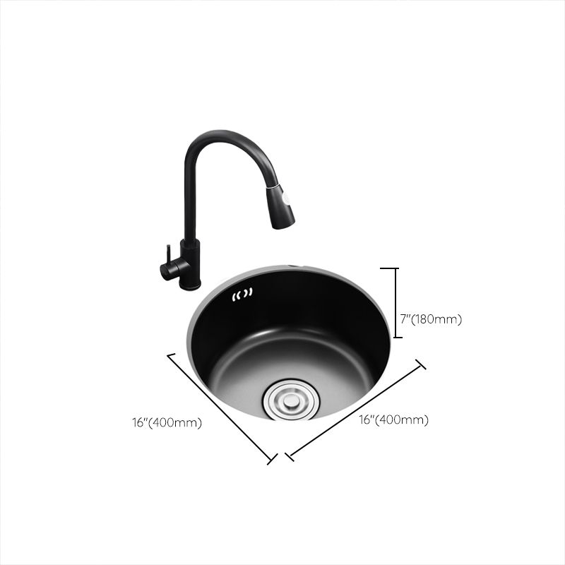 BowLift | Single Bowl Kitchen Sink Round Stainless Steel Sink with Drain Strainer Kits