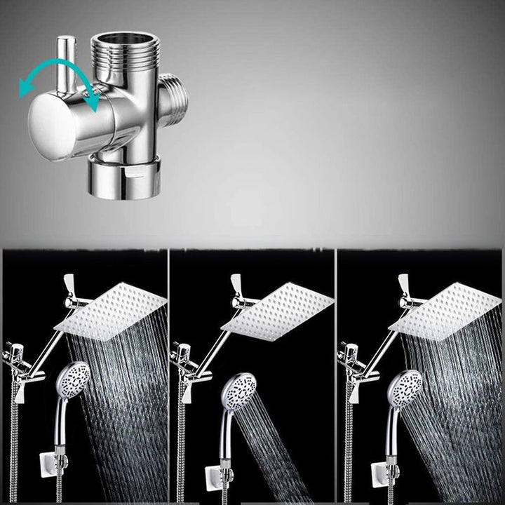 BowLift | Modern Style Dual Shower Head 9-Spray Silver Wall Mount Shower Head