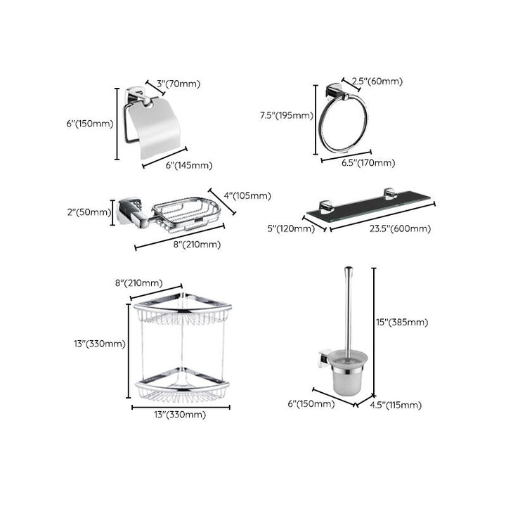 BowLift | Polished Chrome Modernism Bathroom Accessory Set Bath Shelf / Towel Bar / Bathrobe Hook Included
