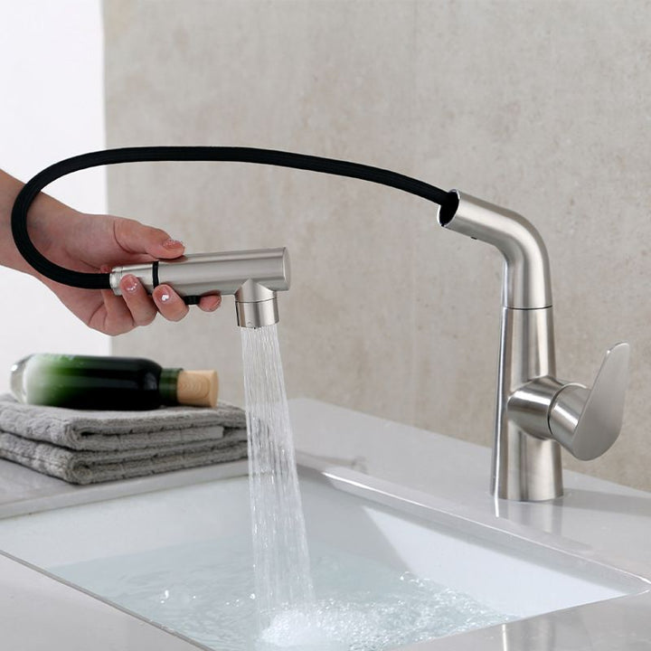 BowLift | Contemporary Vessel Faucet Pull-Out Faucet with Single Lever Handle