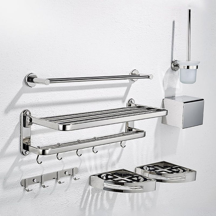 BowLift | Modern Steel Bathroom Accessory Set Silver Bathroom Accessory Kit