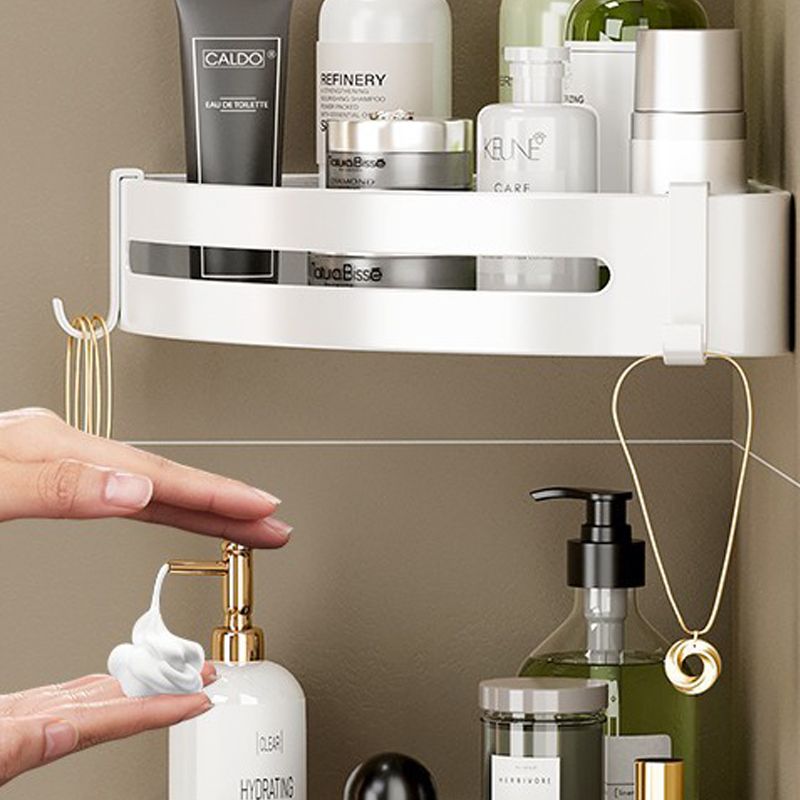 BowLift | Modern white finish bathroom shelf rectangular & triangular bathroom hardware set