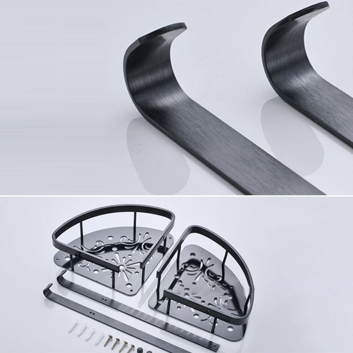 BowLift | Contemporary 8-piece Bathroom Accessory Set Matte Black Bathroom Shelf/Paper Holder/Towel Hook