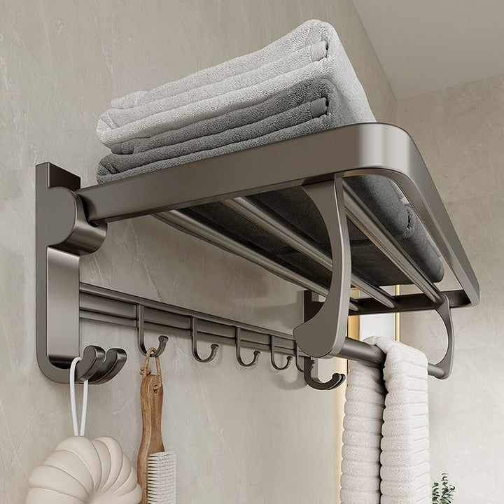 BowLift | Modern Bathroom Accessories Set in Gray with Bathroom Shelf/Towel Holder/Robe Hooks & Paper Holder