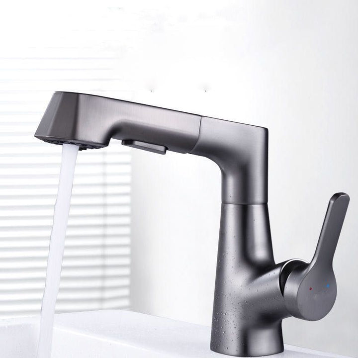 BowLift | Modern Vessel Sink Faucet Copper Single Handle Pull Down Low Arc Vessel Faucet