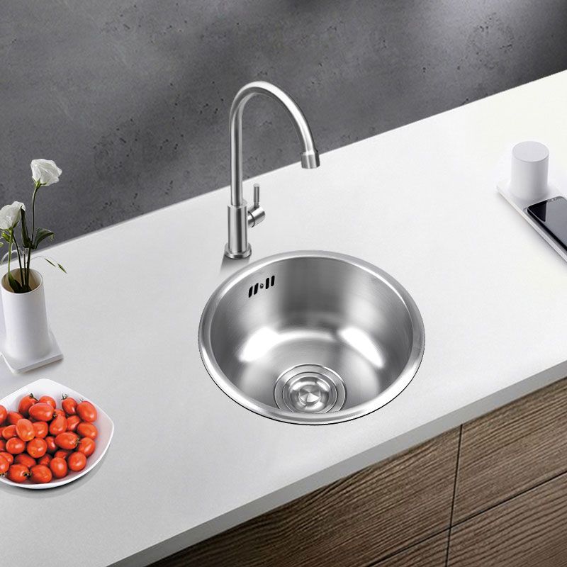 BowLift | Round Stainless Steel Kitchen Sink with Drain Assembly Built-in Sink