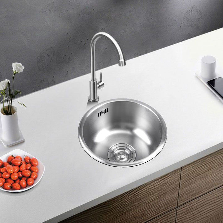 BowLift | Round Stainless Steel Kitchen Sink with Drain Assembly Built-in Sink