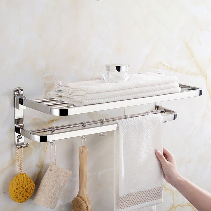BowLift | Modern Bathroom Accessory Set Made of Chrome-Plated Stainless Steel with Bathrobe Hook/Towel Bar