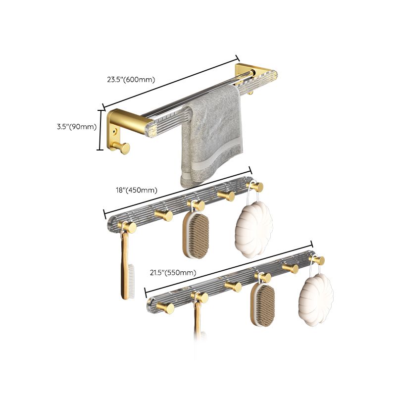 BowLift | 6-piece bathroom accessory set made of gold-colored metal bathroom hardware set