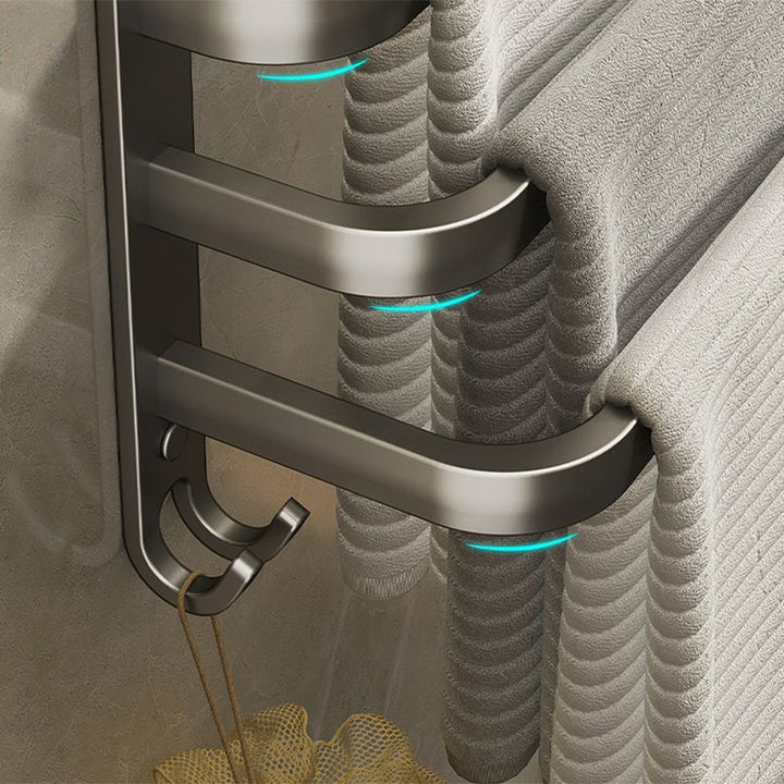 BowLift | 2-piece modern bathroom accessory set made of aluminum matte gray towel bar