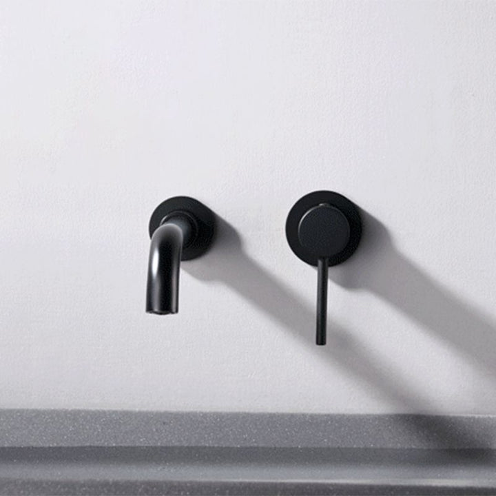 BowLift | Round Single Handle Bathroom Faucet 2-Hole Wall Mounted Bathroom Faucet with Swivel Head