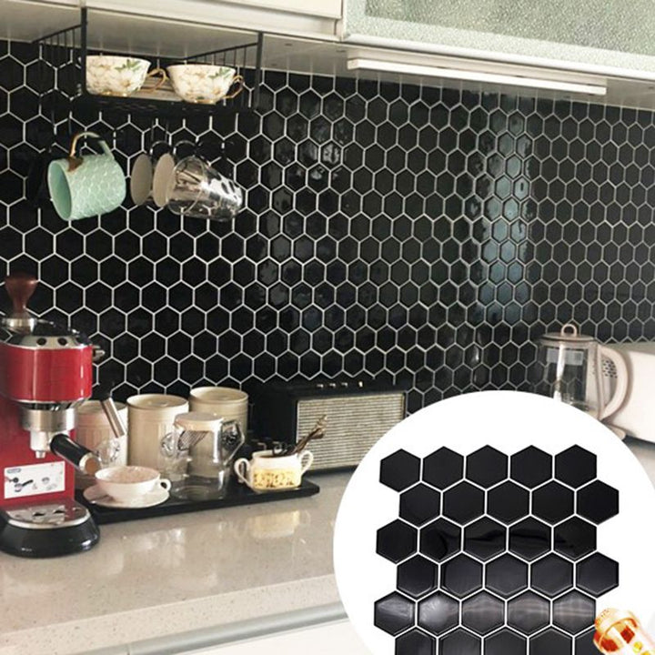 BowLift | Hexagon Wall Tile Fat-Resistant Steel and Kitchen Paper Wallpaper