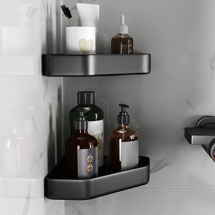 BowLift | Matt black bathroom accessories set Modern anti-rust 1/2/3-piece bathroom shelf