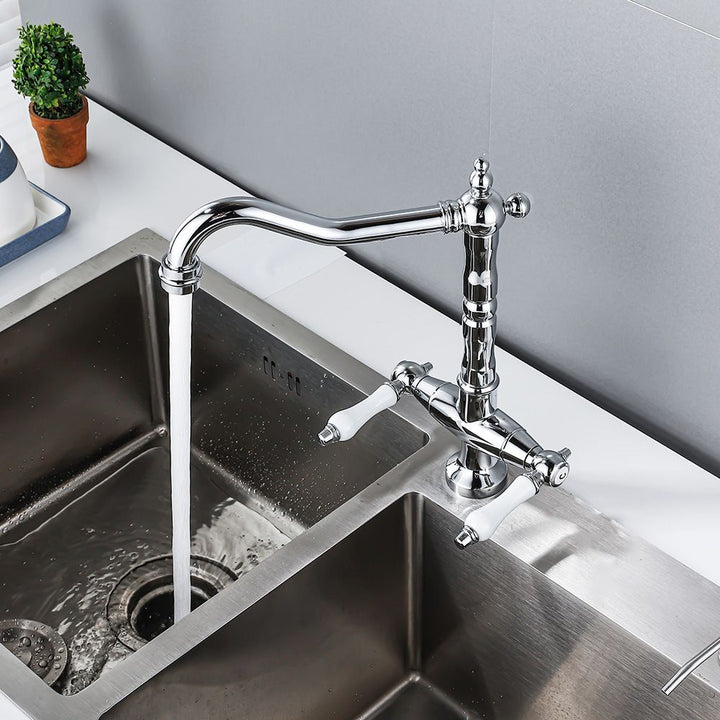 BowLift | Traditional Kitchen Bar Faucet Double Handle High Arc No Sensor Bar Faucet