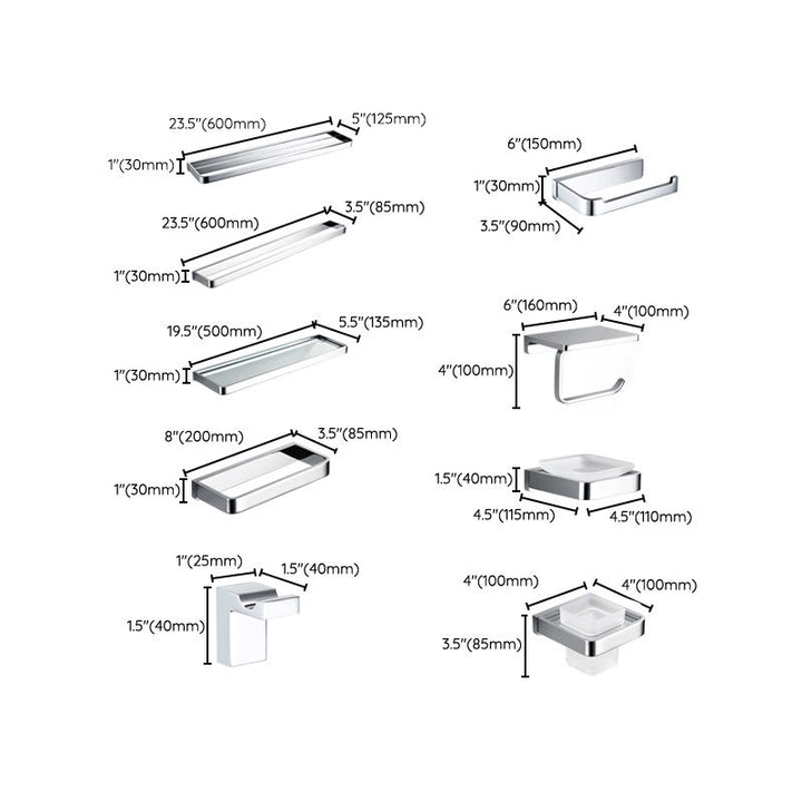 BowLift | 5-piece Bathroom Accessory Set Modern Polished Chrome Bathroom Set